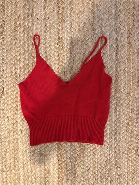 Brandy Melville Red Knit V-Neck Cami